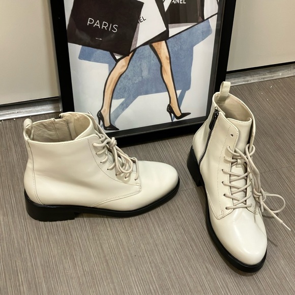Everlane “Modern” Utility Leather boots w/Laces ivory white color Size 6.5 NWOB - Picture 2 of 15